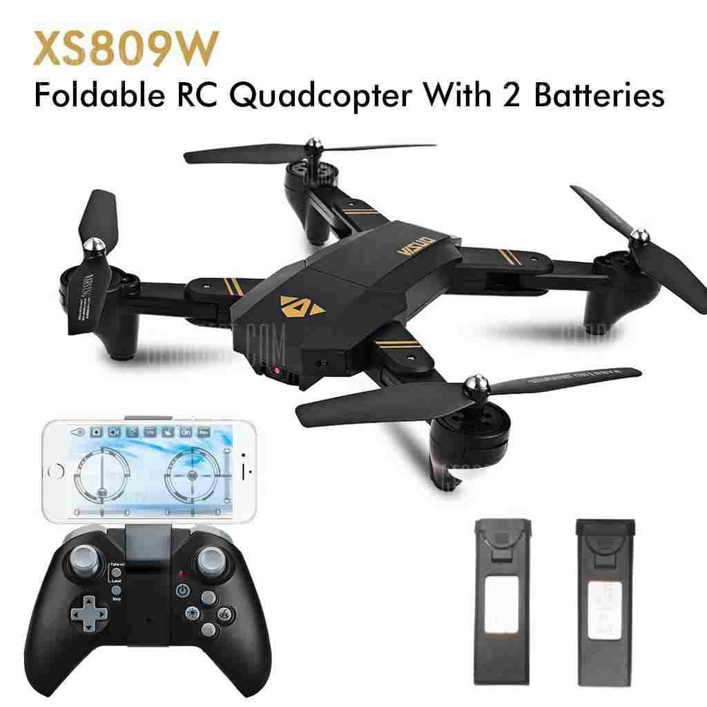 offertehitech-gearbest-TIANQU XS809W  720P WiFi FPV Foldable Selfie RC Quadcopter with 3 Level Speed Mode G-sensor Altitude Hold Headless One Key Return Functions  2PCS Batteries