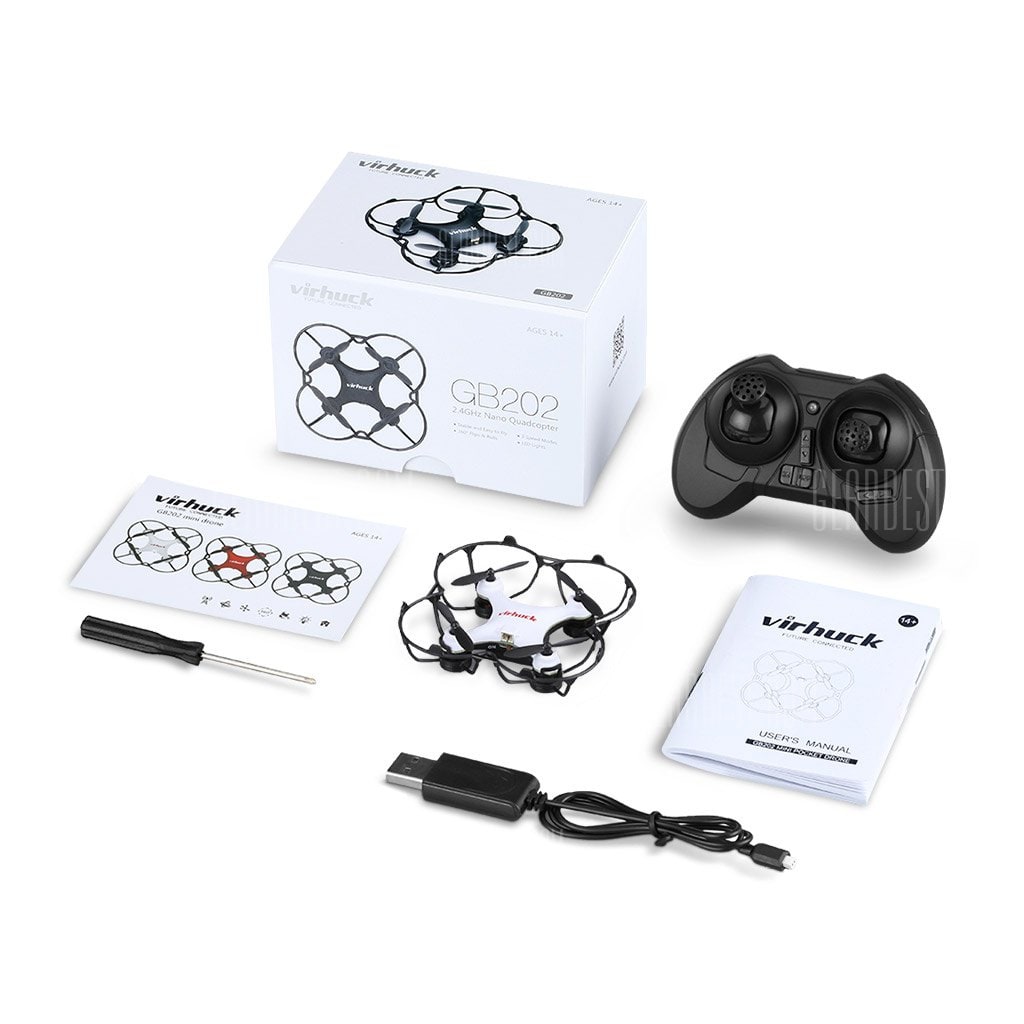 offertehitech-gearbest-Virhuck GB202 Mini Pocket Quadcopter White