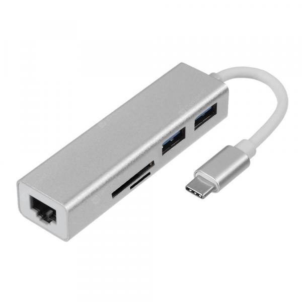 offertehitech-gearbest-5 in 1 USB 3.1 Type-C to USB 3.0 HUB with RJ45 Gigabit Ethernet / SD / TF Card Reader