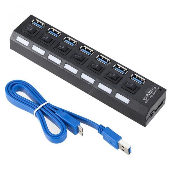 offertehitech-gearbest-Separate 7 Port USB 3.0 HUB Concentrator with Power