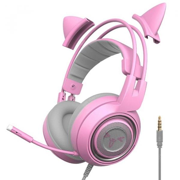 offertehitech-gearbest-Somic 951S Pink Gaming Headset Cat Ear 3.5mm Wired Headphone