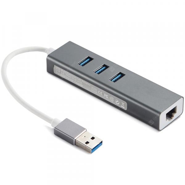 offertehitech-gearbest-USB 3.0 3 Ports Hub with Gigabit Ethernet Adapter