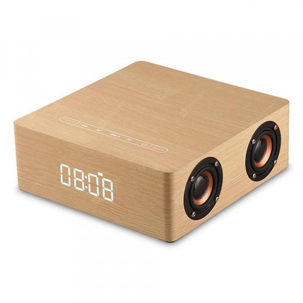 offertehitech-gearbest-Wooden Bluetooth 4.2 Subwoofer Speaker with Clock