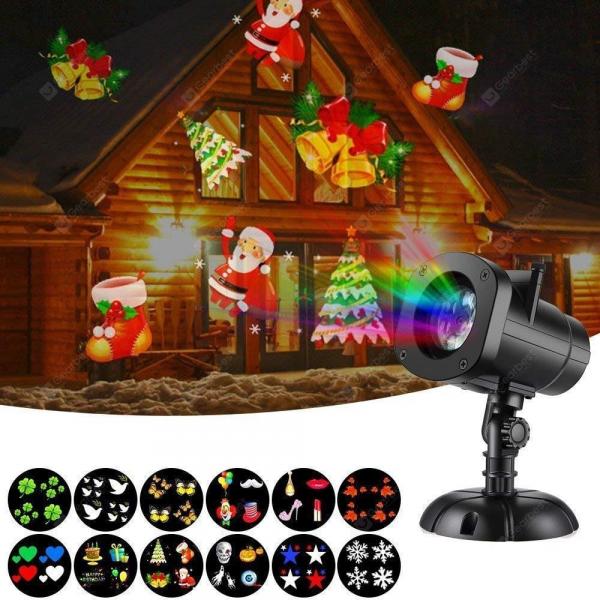 offertehitech-gearbest-Christmas / Halloween Star Outdoor Night Snowflakes Projector Light 12 Slides Show LED Moving Landscape Spotlights for Holiday Decorations
