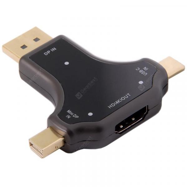 offertehitech-gearbest-CY UC - 097 USB-C / Displayport / Mini DP 3 in 1 to HDMI Female Adapter Type C 4K 2K for MacBook Laptop PC  Gearbest