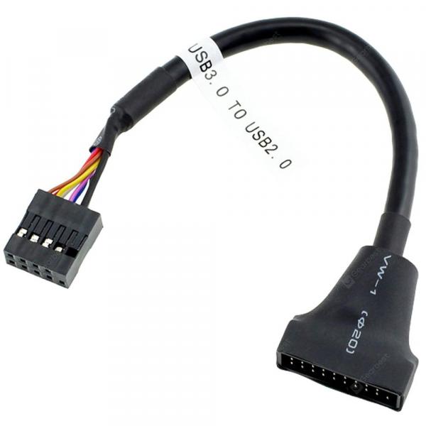 offertehitech-gearbest-CY_ U3 - 076 USB 2.0 9 Pin Housing Male to Motherboard USB 3.0 20 Pin Header Female Cable 0.1m  Gearbest