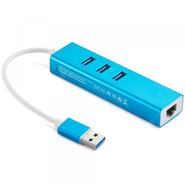 offertehitech-gearbest-USB 3.0 3 Ports Hub with Gigabit Ethernet Adapter  Gearbest