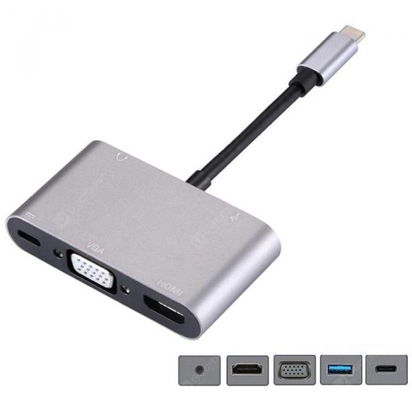 offertehitech-gearbest-CY UC - 016 - SL USB3.1 Type-C to HDMI / VGA / USB3.0 OTG / 3.5mm Audio Adapter  Gearbest