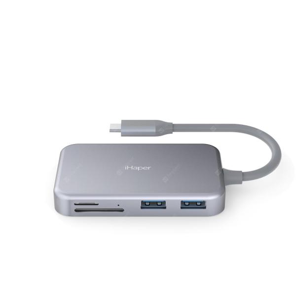offertehitech-gearbest-iHaper C003  Universal Compatible Hub 3 USB-A 3.0+HD Outport + Card Reader + USB-C  Gearbest