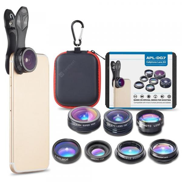 offertehitech-gearbest-APEXEL APL-DG7 7 in 1 Cell Phone Camera Lens Kit Universal Clip 0.36X Wide Angle Macro Fisheye Telephoto Lens  Gearbest