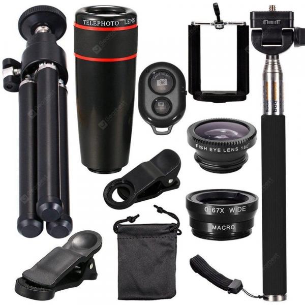 offertehitech-gearbest-Telescope Telephoto Wide-Angle Macro Fisheye Lens Since The Shaft Tripod 10 in 1 Suit  Gearbest