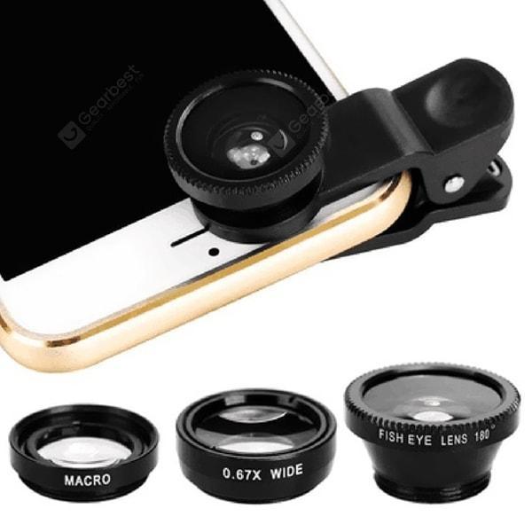 offertehitech-gearbest-3 in 1 Mobile Phone Fisheye Lens Magnifying Glass Wide Angle Macro  Gearbest