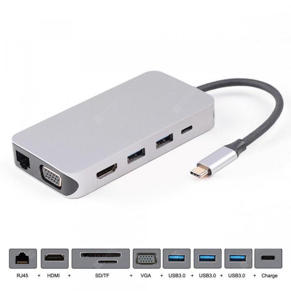 offertehitech-gearbest-Cablecc Dock USB-C VGA HDMI Ethernet 3 Ports HUB TF SD Charger Card Reader  Gearbest