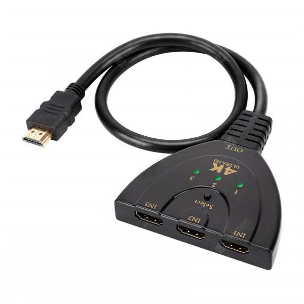 offertehitech-gearbest-HDMI Switch 3 Port 4K in 1 out with High Speed Splitter Pigtail Cable Supports  Gearbest