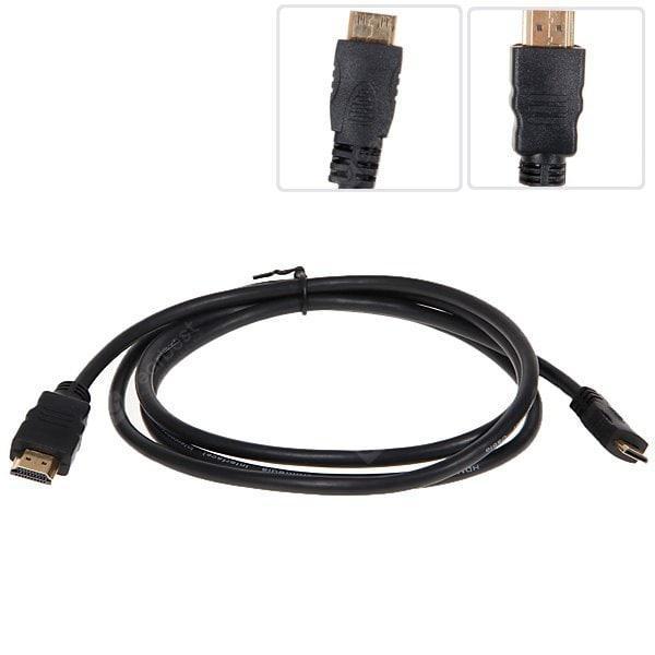 offertehitech-gearbest-High Quality 1.42 Meter HDMI Male to Mini HDMI Type C Male 19 Pin Gold Plated Ver1.4 Cable -Black  Gearbest