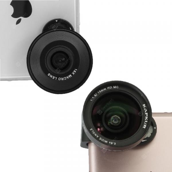 offertehitech-gearbest-KAPKUR Mobile Phone Lens 0.6X Wide Angle Phone Lens and 18X Macro Lens Universal  Gearbest