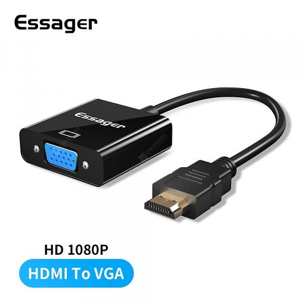 offertehitech-gearbest-Essager HDMI to VGA Adapter Cable 1080P HDMI Male to VGA Female Converter for PC Laptop TV Projector